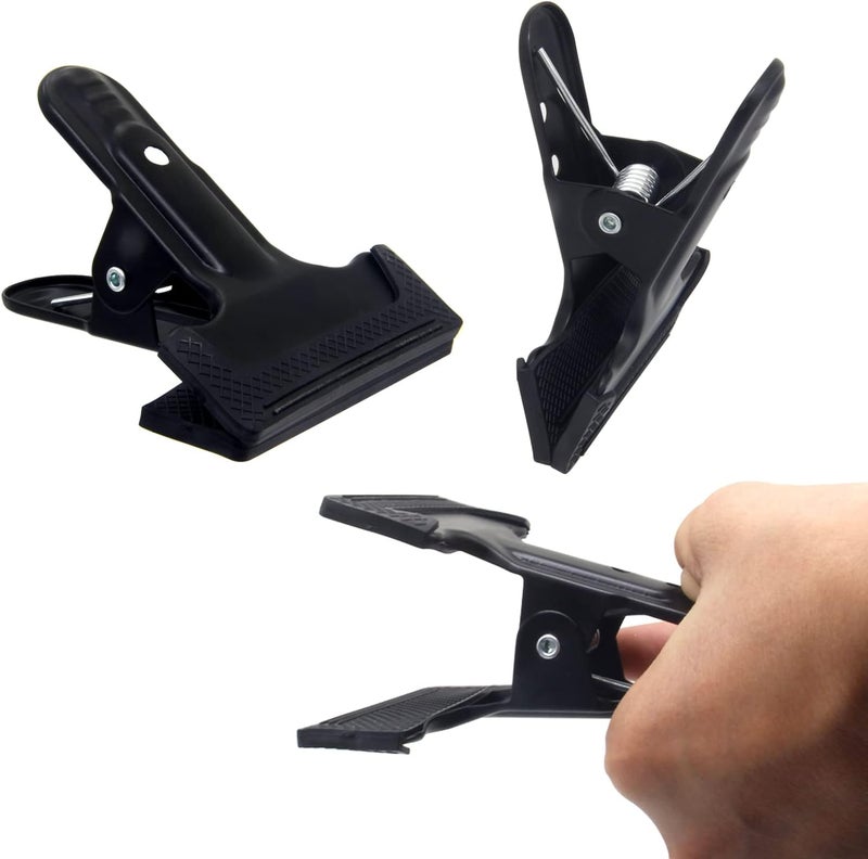 YRMJ 2 Pack 4-1/4" Heavy Duty Spring Clamps Clips, Black Metal Rubber Hinge Clip File Clamps for Photography Background Stands, Home Improvement Projects (2.17" Opening) - Image 1